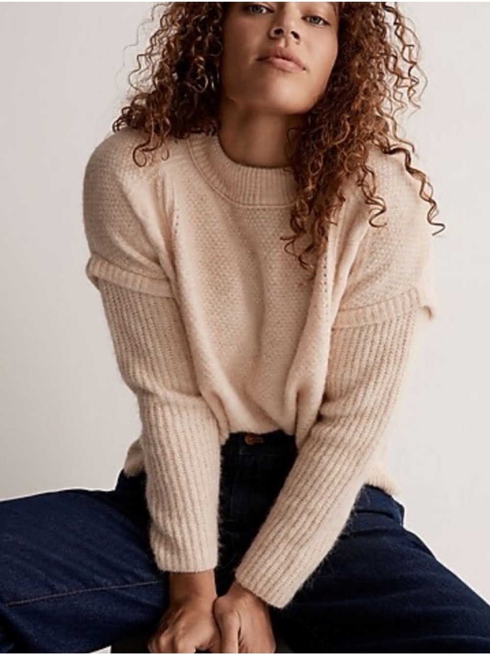 Madewell Hovener Women’s Alpaca Wool Cableknit Crewneck Pullover Sweater M